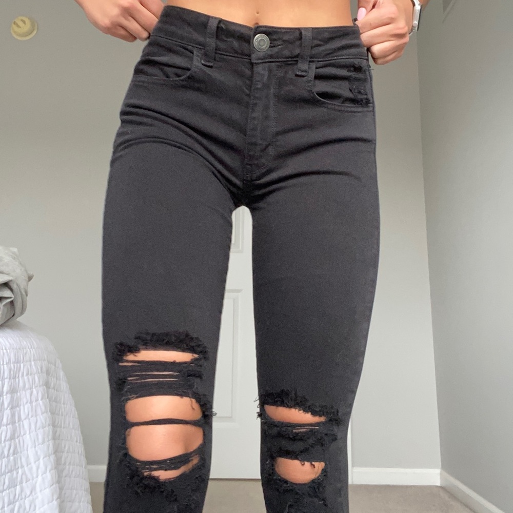 American Eagle black ripped skinny jeans